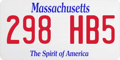 MA license plate 298HB5