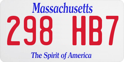 MA license plate 298HB7