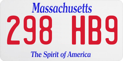 MA license plate 298HB9