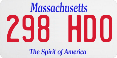 MA license plate 298HD0