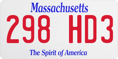 MA license plate 298HD3