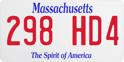 MA license plate 298HD4