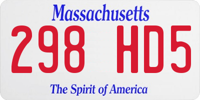 MA license plate 298HD5