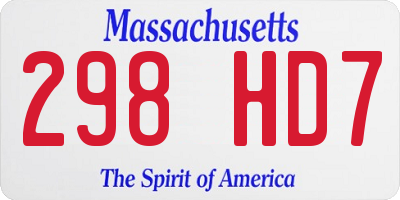 MA license plate 298HD7