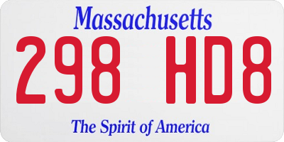MA license plate 298HD8
