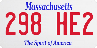 MA license plate 298HE2