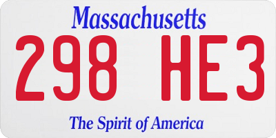 MA license plate 298HE3