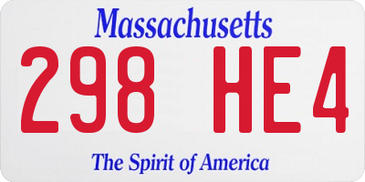 MA license plate 298HE4