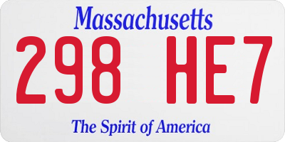 MA license plate 298HE7