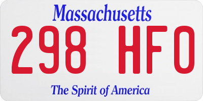 MA license plate 298HF0
