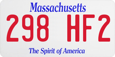 MA license plate 298HF2