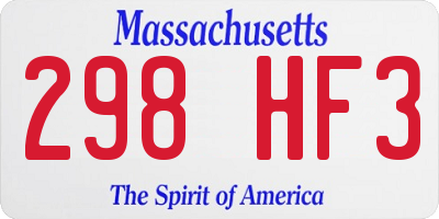 MA license plate 298HF3