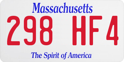 MA license plate 298HF4