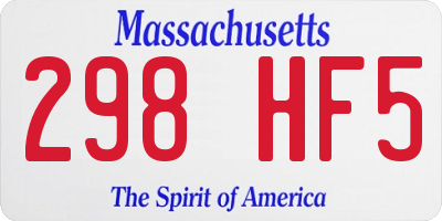 MA license plate 298HF5