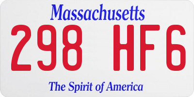 MA license plate 298HF6