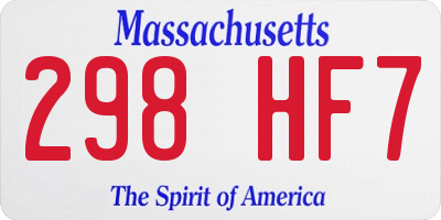 MA license plate 298HF7
