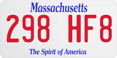 MA license plate 298HF8