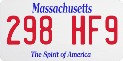 MA license plate 298HF9