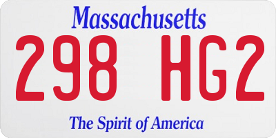 MA license plate 298HG2