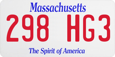 MA license plate 298HG3