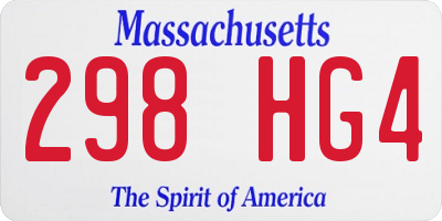 MA license plate 298HG4