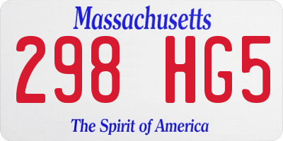 MA license plate 298HG5