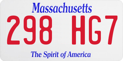 MA license plate 298HG7