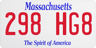 MA license plate 298HG8
