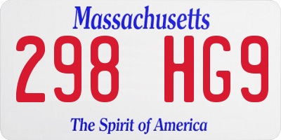 MA license plate 298HG9