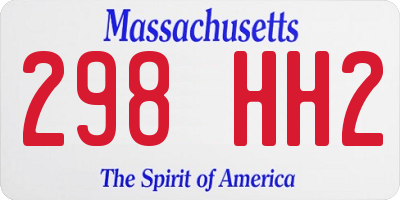 MA license plate 298HH2