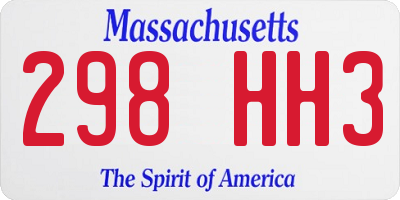 MA license plate 298HH3