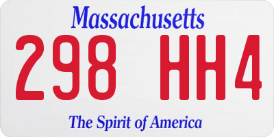 MA license plate 298HH4