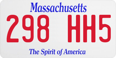 MA license plate 298HH5