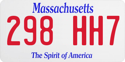 MA license plate 298HH7
