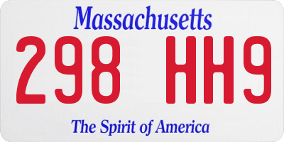 MA license plate 298HH9