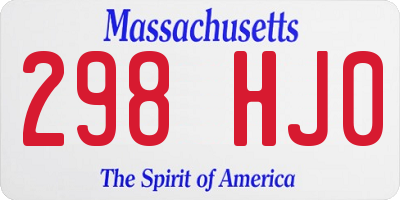 MA license plate 298HJ0