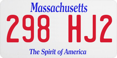 MA license plate 298HJ2