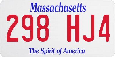 MA license plate 298HJ4