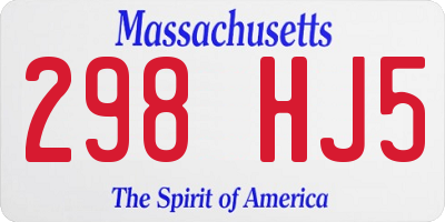 MA license plate 298HJ5