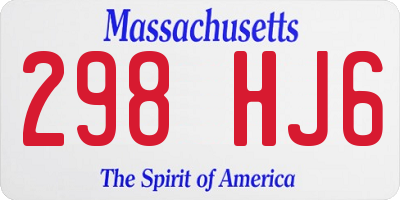 MA license plate 298HJ6
