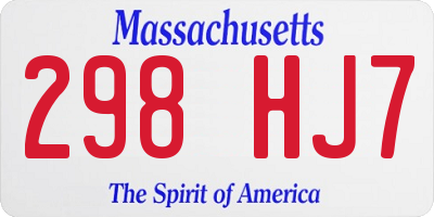MA license plate 298HJ7