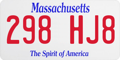 MA license plate 298HJ8