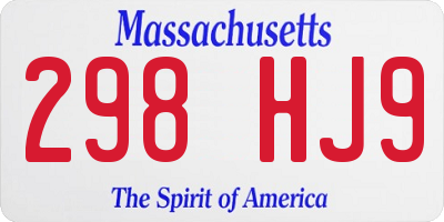 MA license plate 298HJ9