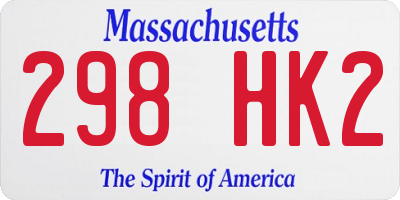 MA license plate 298HK2