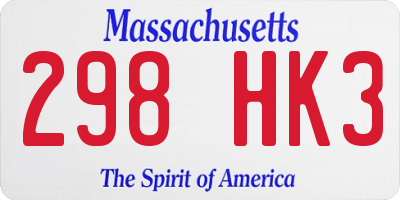 MA license plate 298HK3