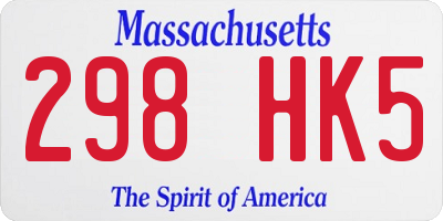 MA license plate 298HK5
