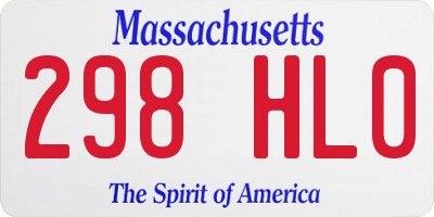 MA license plate 298HL0