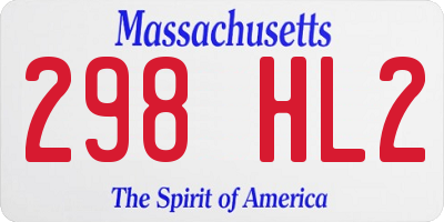 MA license plate 298HL2