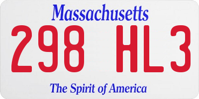 MA license plate 298HL3