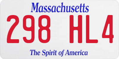 MA license plate 298HL4